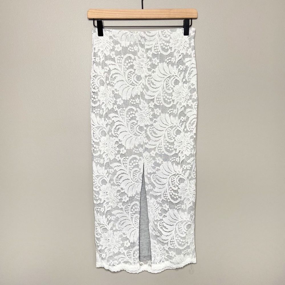 NWT English Factory Lace Midi Skirt White Gray S - Picture 5 of 8